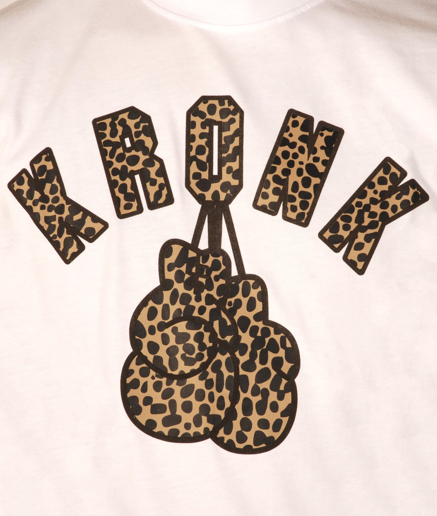 KRONK Leopard Print Gloves T Shirt White