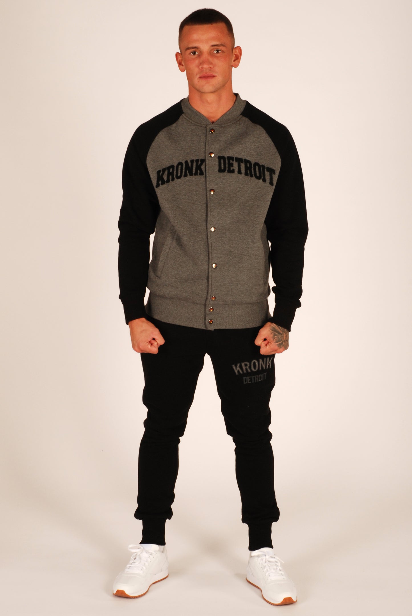KRONK Detroit College Jacket Charcoal Melange