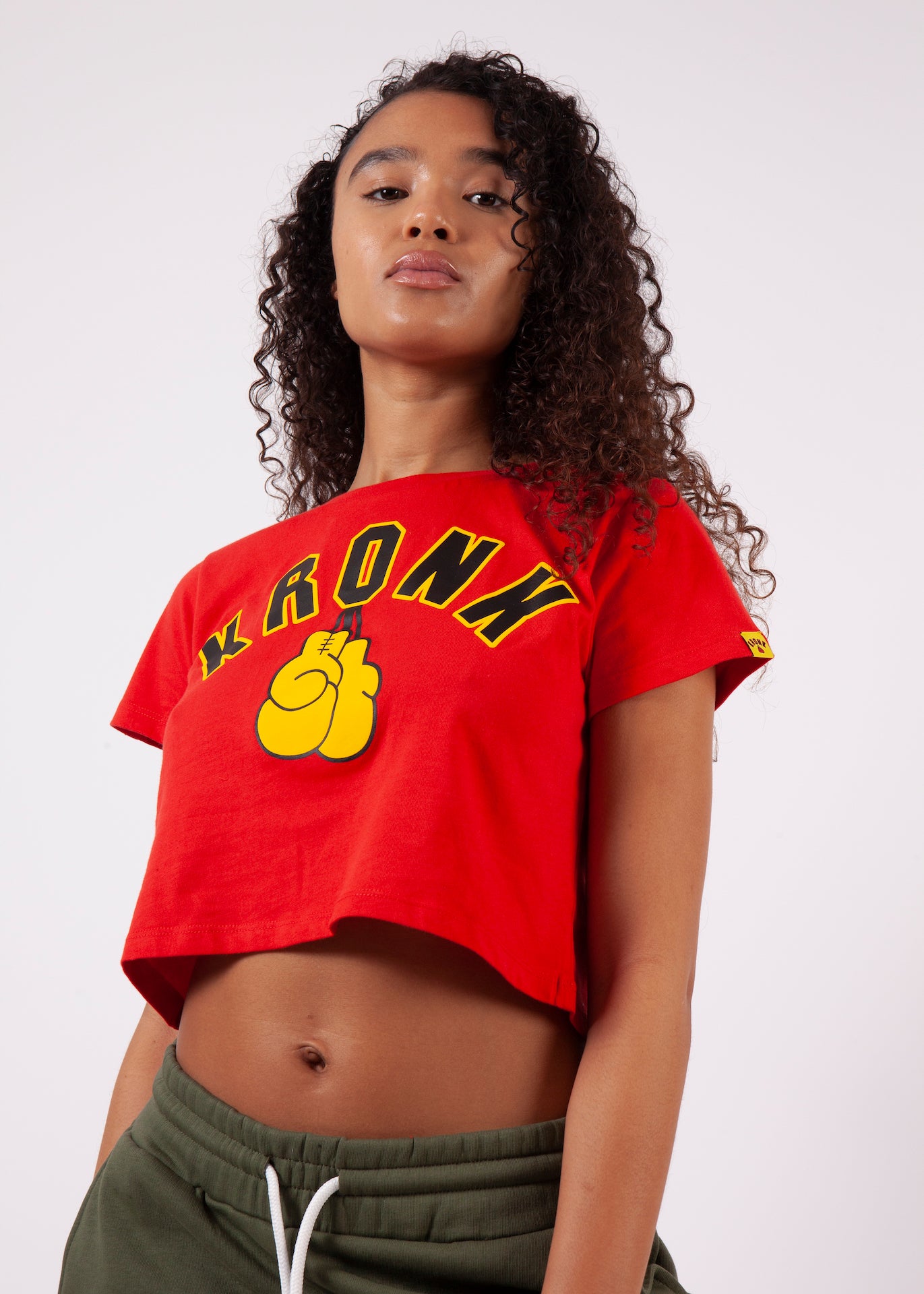 KRONK Gloves Cropped T Shirt Red
