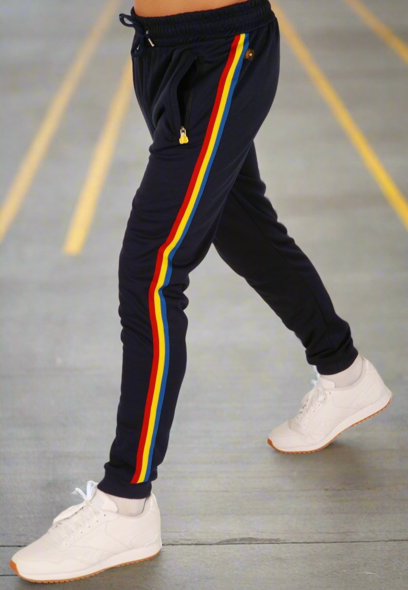 Striped track best sale pants mens