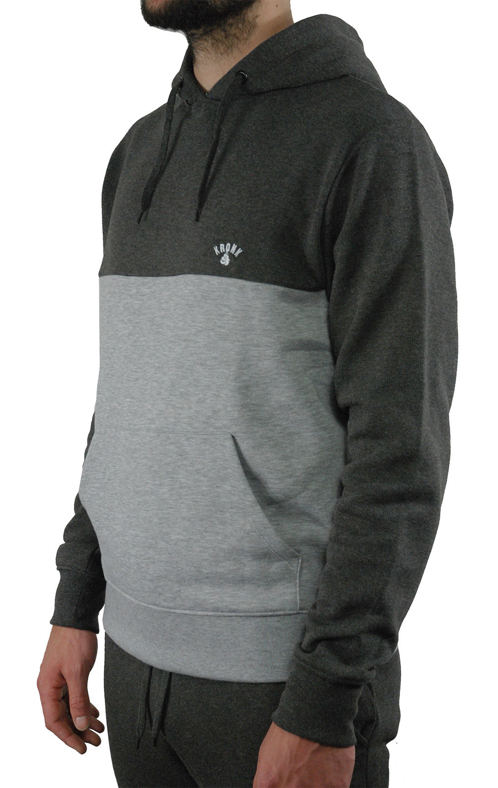 KRONK Premium Fleece Pullover Hoodie Regular fit Charcoal/Grey Melange