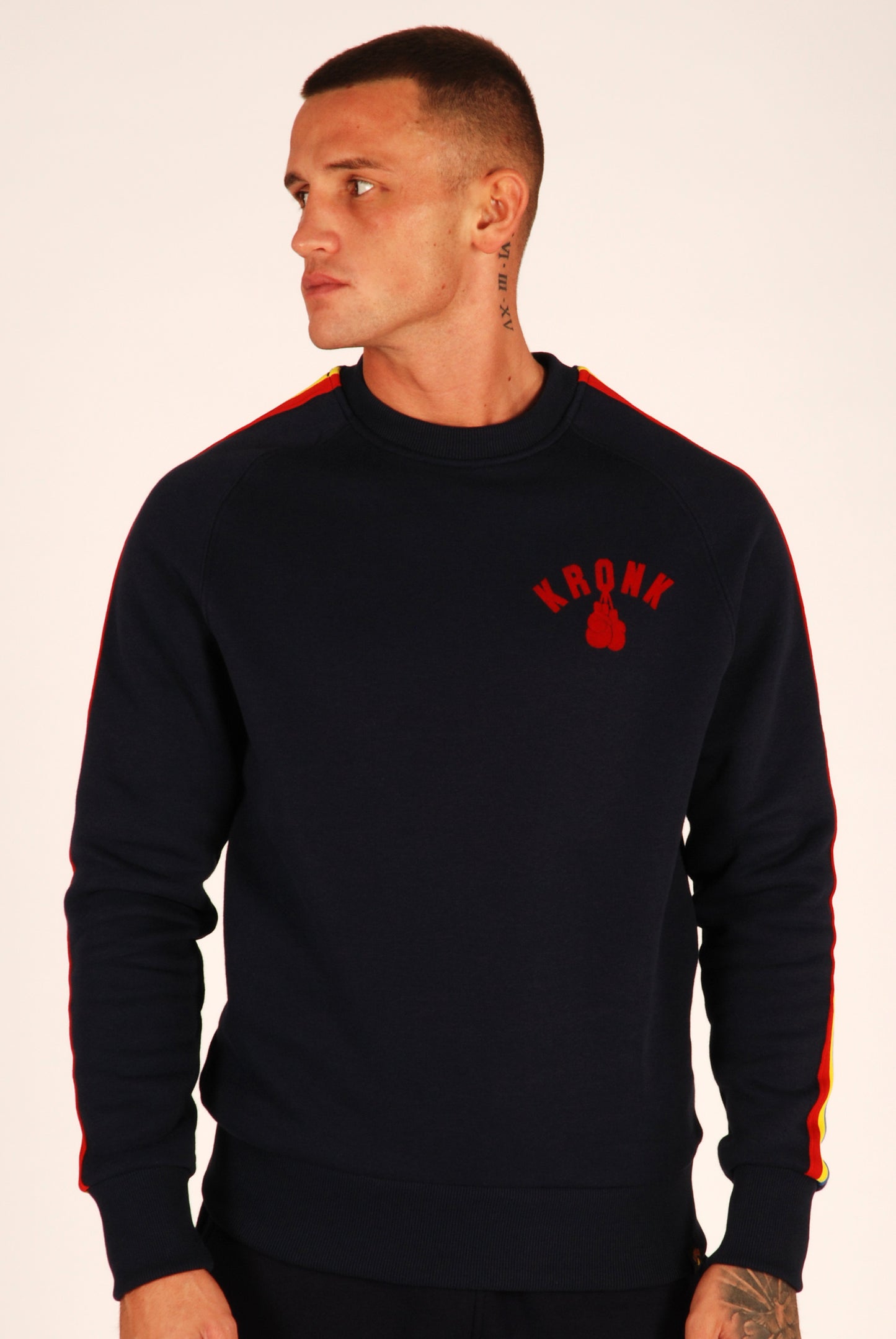 KRONK Striped Sleeve Sweatshirt Regular  Fit Navy