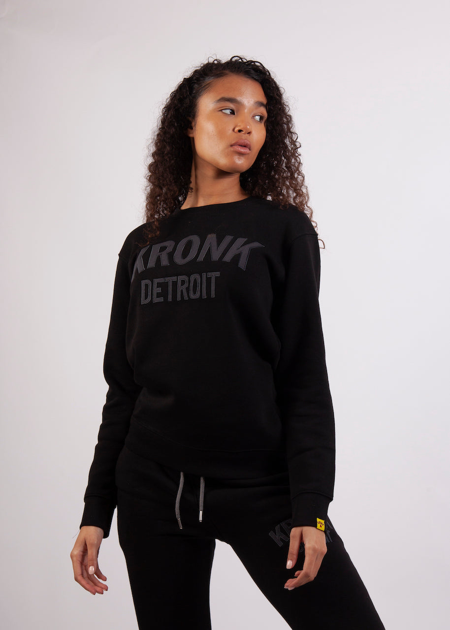 KRONKWOMEN Detroit Applique Sweatshirt Regular Fit Black – Kronk Boxing ...