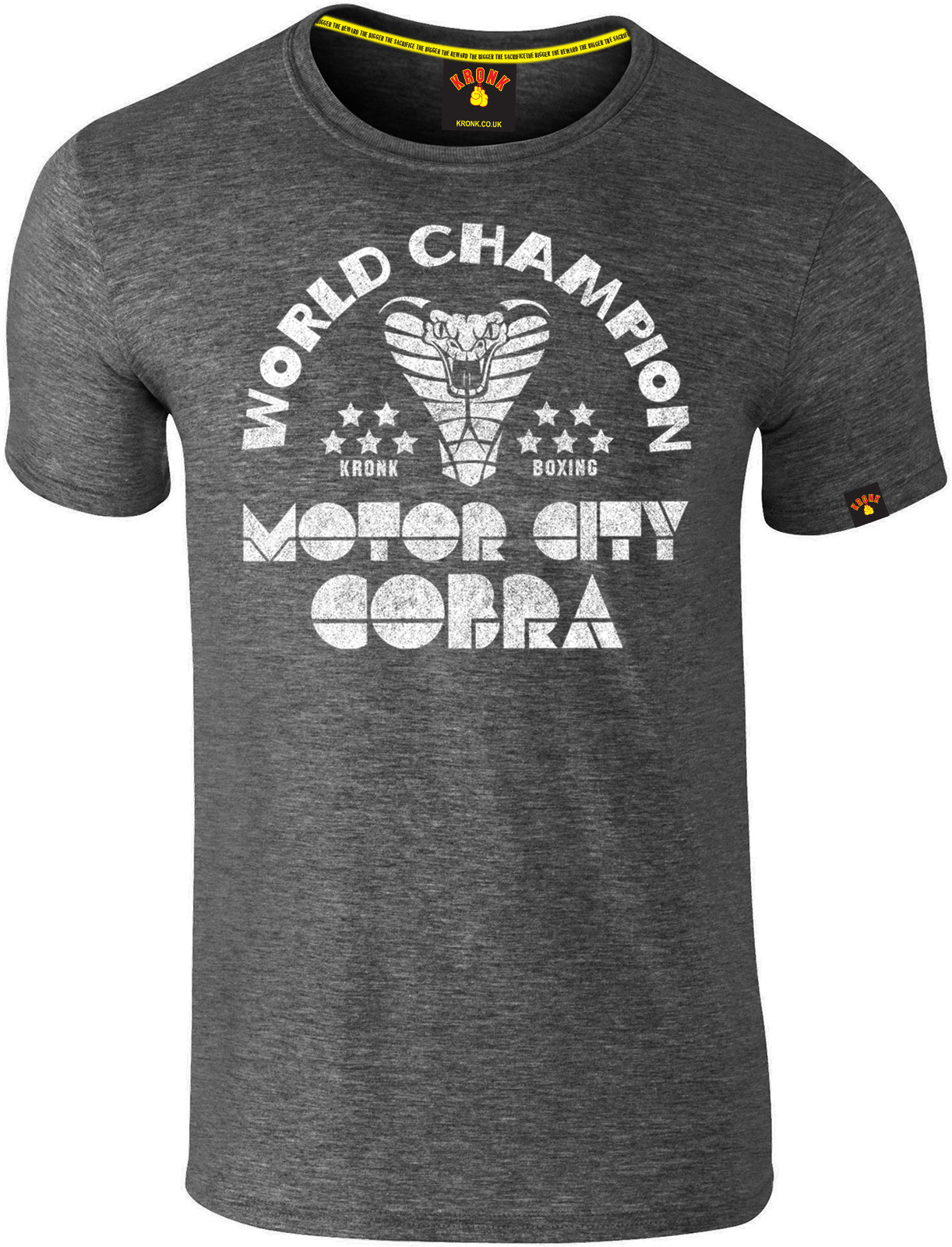 KRONK Thomas Hearns Motor City Cobra Slimfit T Shirt Charcoal Melange