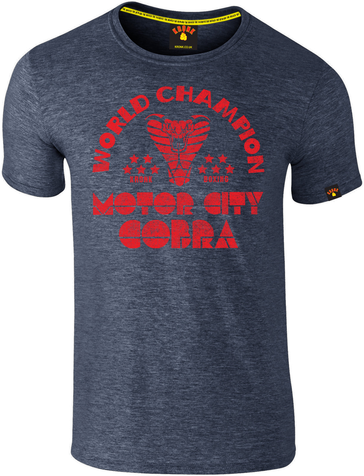 KRONK Thomas Hearns Motor City Cobra Slimfit T Shirt Navy Melange