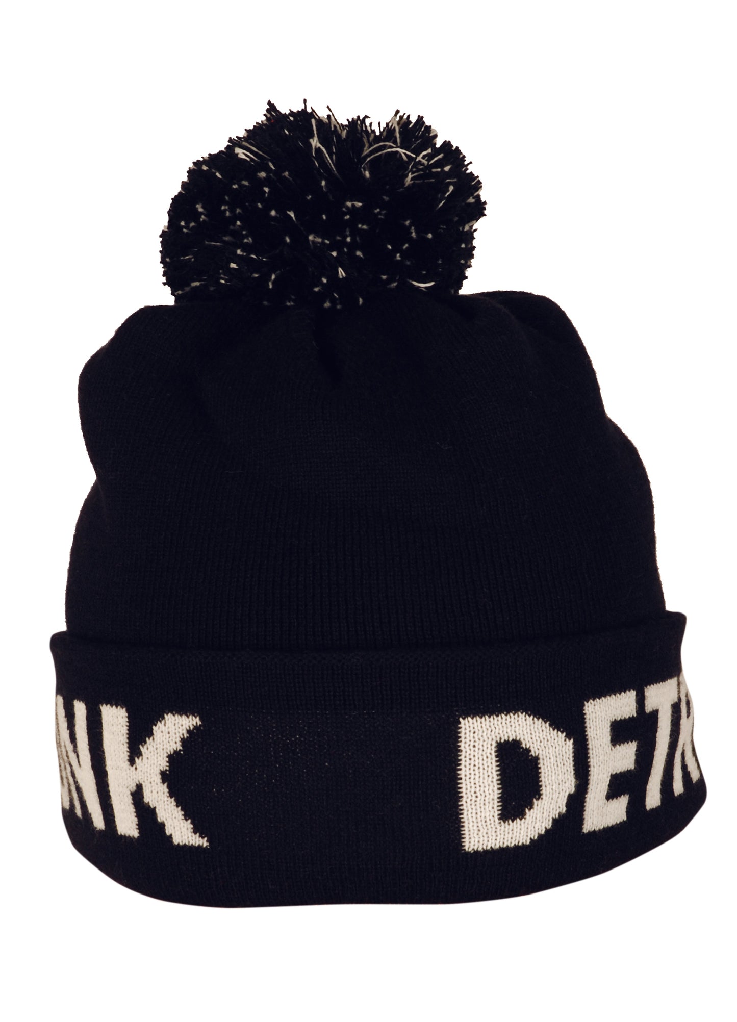 KRONK Detroit Bobble Hat Navy with White knitted logo